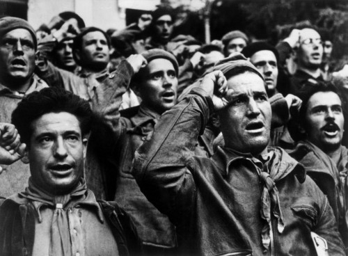 ICP 248 Montblanch. Near Barcelona. October 25th, 1938. Bidding farewell to the International Brigades, which were dismissed by the Republican government, as a consequence of Stalin's friendship with Germany.
The Spanish Civil War broke out in 1936, when part of the Spanish army rebelled against the Second Republic, a democratic government elected in 1931. It gained international dimensions when Fascist Germany and Italy began supporting the military uprising, led by General Franco, with weapons and soldiers. The USSR helped the Republic, and a significant contingent of volunteers joined the International Brigades and fought for the Republic. The conflict became the symbol of a larger conflict between Fascists and Communists. The war ended in 1939 with Franco's victory over the Republicans.