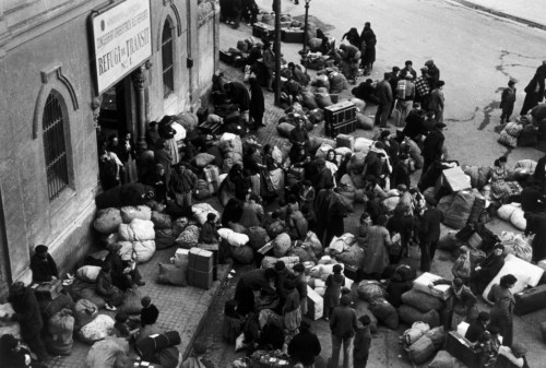 SPAIN. Spanish Civil War (1936-9) 
ICP 289. Barcelona. January, 1939. A refugee transit center during the evacuation of the city, which was being heavily bombed by fascist planes, as General Franco's fascist troops rapidly approached.
The Spanish Civil War broke out in 1936, when part of the Spanish army rebelled against the Second Republic, a democratic government elected in 1931. It gained international dimensions when Fascist Germany and Italy began supporting the military uprising, led by General Franco, with weapons and soldiers. The USSR helped the Republic, and a significant contingent of volunteers joined the International Brigades and fought for the Republic. The conflict became the symbol of a larger conflict between Fascists and Communists. The war ended in 1939 with Franco's victory over the Republicans.