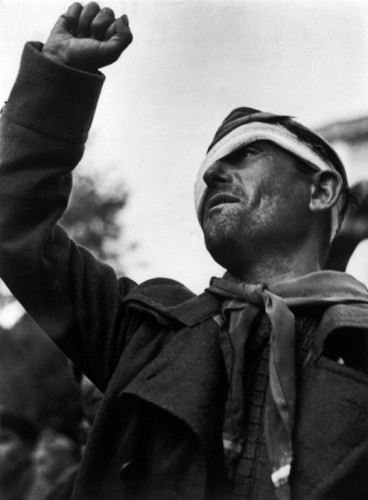 SPAIN. Spanish Civil War (1936-39).
Montblanch. Near Barcelona. October 25th, 1938. Bidding farewell to the International Brigades, which were dismissed by the Republican government, as a consequence of Stalin's friendship with Germany.
The Spanish Civil War broke out in 1936, when part of the Spanish army rebelled against the Second Republic, a democratic government elected in 1931. It gained international dimensions when Fascist Germany and Italy began supporting the military uprising, led by General Franco, with weapons and soldiers. The USSR helped the Republic, and a significant contingent of volunteers joined the International Brigades and fought for the Republic. The conflict became the symbol of a larger conflict between Fascists and Communists. The war ended in 1939 with Franco's victory over the Republicans.