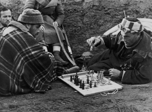 SPAIN. Spanish Civil War (1936-9).
Madrid. November/December, 1936. Republican soldiers.The Spanish Civil War broke out in 1936, when part of the Spanish army rebelled against the Second Republic, a democratic government elected in 1931. It gained international dimensions when Fascist Germany and Italy began supporting the military uprising, led by General Franco, with weapons and soldiers. The USSR helped the Republic, and a significant contingent of volunteers joined the International Brigades and fought for the Republic. The conflict became the symbol of a larger conflict between Fascists and Communists. The war ended in 1939 with Franco's victory over the Republicans.